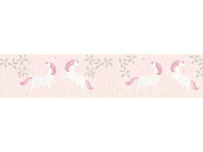 A.S. Création Tapetenbordüre Einhörner Violettrosa und Lila 0,13 x 5 m AS-369903