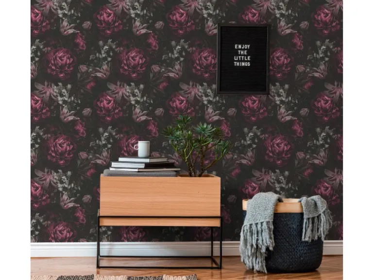 A.S. Création Vliestapete Blumen Lila Schwarz