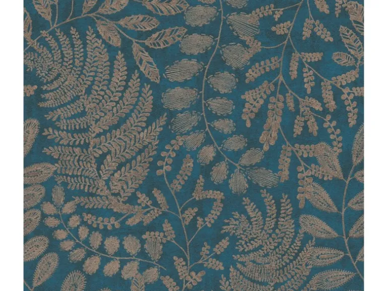 A.S. Création Vliestapete Blätter Blau Gold