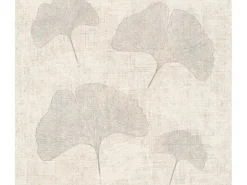 A.S. Création Vliestapete Designbook Ginkgoblatt Beige-Silber FSC®