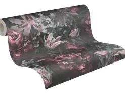 A.S. Création Vliestapete Rosen Grau Rosa