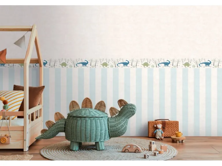 A.S. Creation Vlies-Bordüre Dinos 5 m x 0,13 m Blau-Bunt-Grün FSC®
