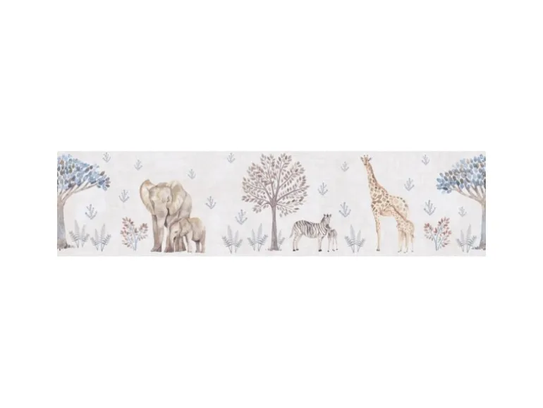 A.S. Creation Vlies-Bordüre Tiere 5 m x 0,13 m Beige-Grau-Blau FSC®