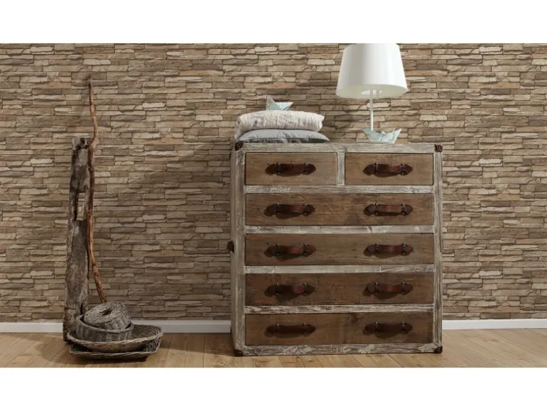 A.S. Creation Vliestapete Dekora Natur 6 Stein Braun FSC®