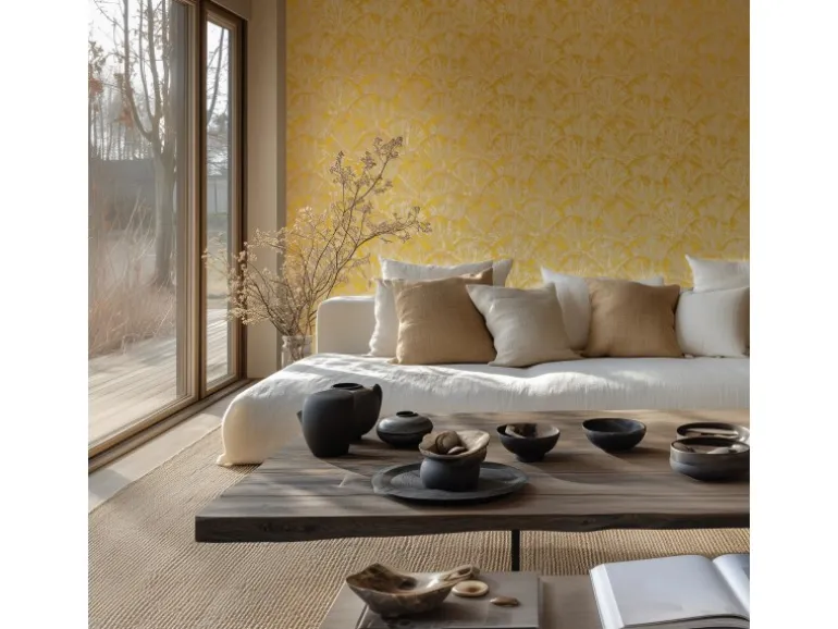 A.S. Creation Vliestapete Grafik Floral 10,05 m x 0,53 m Gelb-Creme FSC®