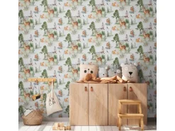 A.S. Creation Vliestapete Waldtiere 10,05 m x 0,53 m Grün-Braun-Beige FSC®