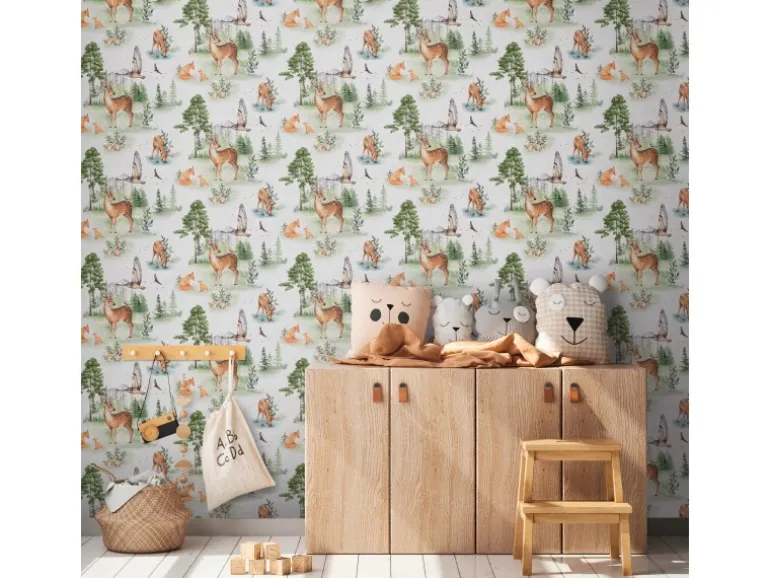 A.S. Creation Vliestapete Waldtiere 10,05 m x 0,53 m Grün-Braun-Beige FSC®