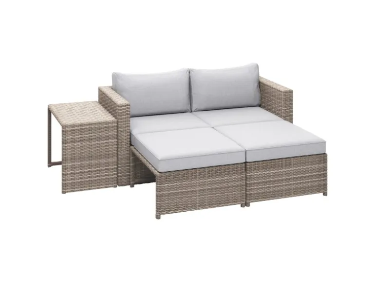 Balkonmöbel-Set Olea Mini 5-teilig Polyrattan Hellgrau