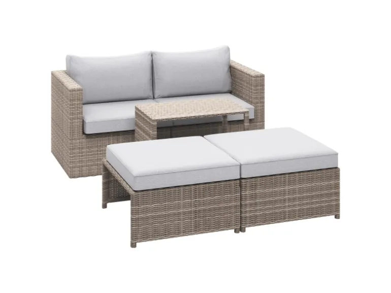 Balkonmöbel-Set Olea Mini 5-teilig Polyrattan Hellgrau