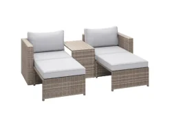 Balkonmöbel-Set Olea Mini 5-teilig Polyrattan Hellgrau