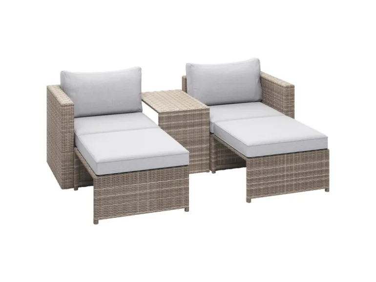 Balkonmöbel-Set Olea Mini 5-teilig Polyrattan Hellgrau