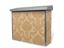 Banjado Briefkasten Edelstahl 38.5x31.5x12cm Ohne Zeitungsfach Inkl. Montagematerial Motiv Tapete Beige