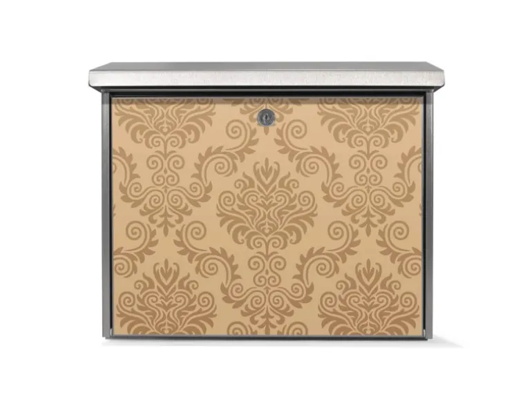 Banjado Briefkasten Edelstahl 38.5x31.5x12cm Ohne Zeitungsfach Inkl. Montagematerial Motiv Tapete Beige