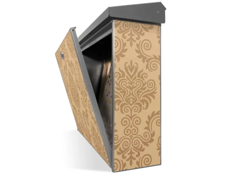 Banjado Briefkasten Edelstahl 38.5x31.5x12cm Ohne Zeitungsfach Inkl. Montagematerial Motiv Tapete Beige