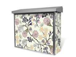 Banjado Briefkasten Edelstahl 38.5x31.5x12cm Ohne Zeitungsfach Inkl. Montagematerial Motiv Florale Tapete