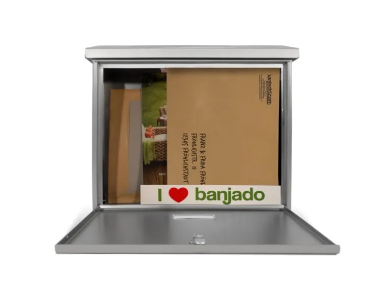 Banjado Briefkasten Edelstahl 38.5x31.5x12cm Ohne Zeitungsfach Inkl. Montagematerial Motiv Florale Tapete