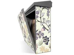 Banjado Briefkasten Edelstahl 38.5x31.5x12cm Ohne Zeitungsfach Inkl. Montagematerial Motiv Florale Tapete