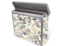 Banjado Briefkasten Edelstahl 38.5x31.5x12cm Ohne Zeitungsfach Inkl. Montagematerial Motiv Florale Tapete