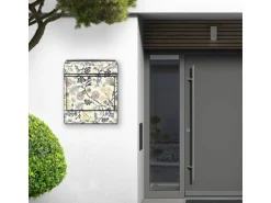 Banjado Design Briefkasten Schwarz Pulverbeschichtet 39x47x14cm 2 Schlüssel Mit Zeitungsfach Motiv Florale Tapete