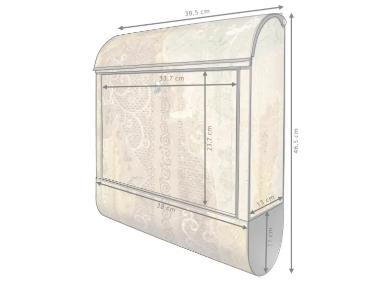 Banjado Design Briefkasten Schwarz Pulverbeschichtet 39x47x14cm 2 Schlüssel Mit Zeitungsfach Motiv Alte Tapeten