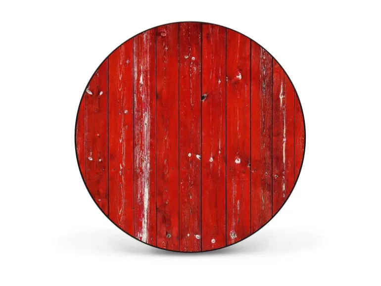 Banjado Magnettafel Rund Größe 47cm Magnetwand Schwarz Aus Metall Magnetpinnwand Pinnwand Motiv Rote Holzlatten