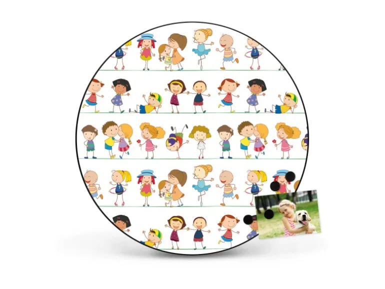 Banjado Magnettafel Rund Größe 47cm Magnetwand Schwarz Aus Metall Magnetpinnwand Pinnwand Motiv Kinder