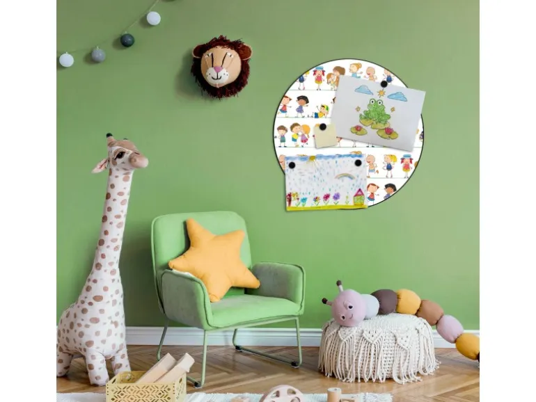 Banjado Magnettafel Rund Größe 47cm Magnetwand Schwarz Aus Metall Magnetpinnwand Pinnwand Motiv Kinder