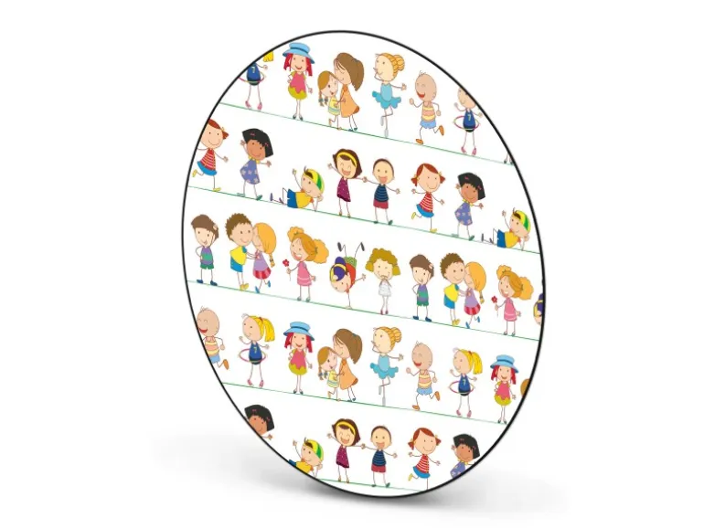 Banjado Magnettafel Rund Größe 47cm Magnetwand Schwarz Aus Metall Magnetpinnwand Pinnwand Motiv Kinder