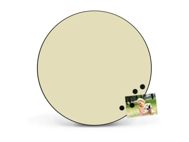 Banjado Magnettafel Rund Größe 47cm Magnetwand Schwarz Aus Metall Magnetpinnwand Pinnwand Motiv Beige