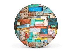 Banjado Magnettafel Rund Größe 47cm Magnetwand Schwarz Aus Metall Magnetpinnwand Pinnwand Motiv Bunte Holzschindeln