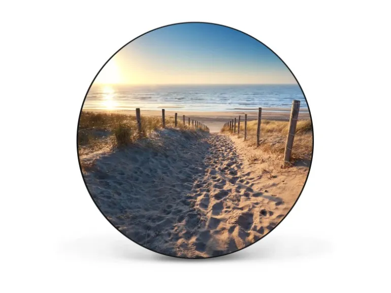 Banjado Magnettafel Rund Größe 47cm Magnetwand Schwarz Aus Metall Magnetpinnwand Pinnwand Motiv Nordseestrand