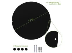 Banjado Magnettafel Rund Größe 47cm Magnetwand Schwarz Aus Metall Magnetpinnwand Pinnwand Motiv Altrosa Blume