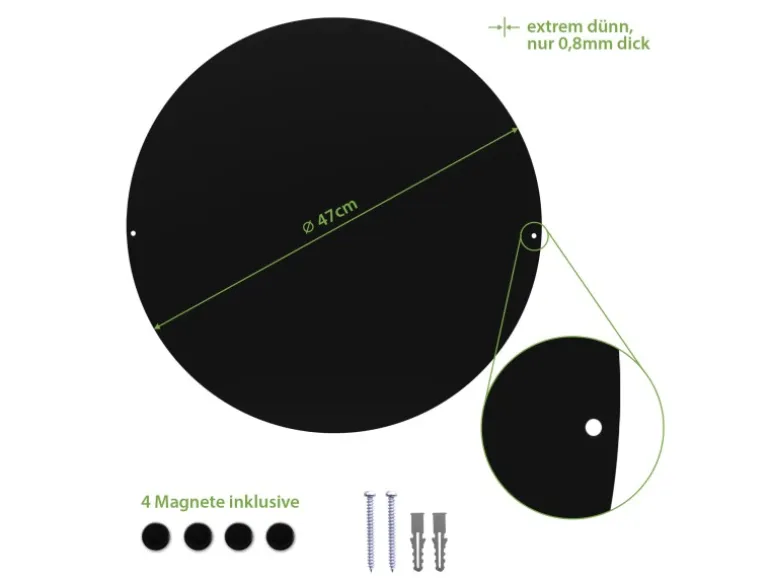 Banjado Magnettafel Rund Größe 47cm Magnetwand Schwarz Aus Metall Magnetpinnwand Pinnwand Motiv Schmetterling