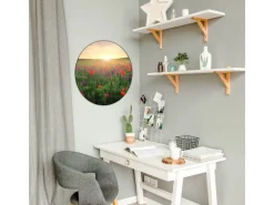 Banjado Magnettafel Rund Größe 47cm Magnetwand Schwarz Aus Metall Magnetpinnwand Pinnwand Motiv Sommerfeld