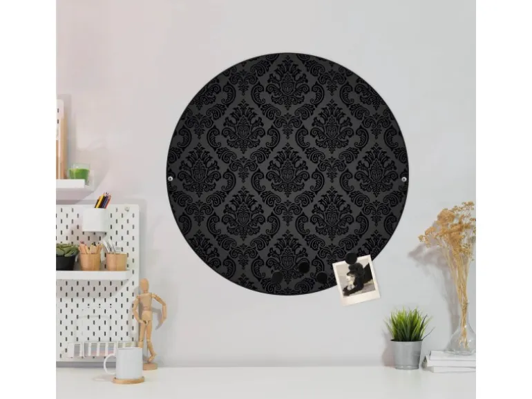 Banjado Magnettafel Rund Größe 47cm Magnetwand Schwarz Aus Metall Magnetpinnwand Pinnwand Motiv Black Deluxe