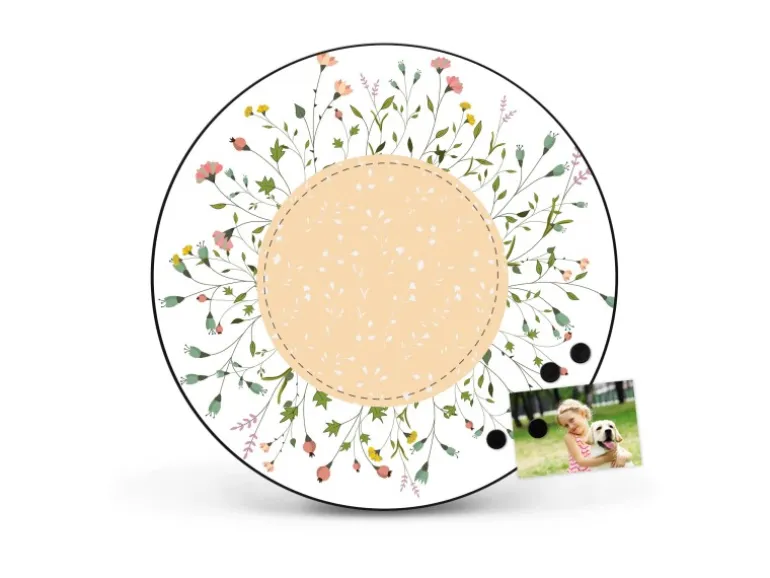 Banjado Magnettafel Rund Größe 47cm Magnetwand Schwarz Aus Metall Magnetpinnwand Pinnwand Motiv Hibiskus Kreis