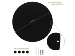 Banjado Magnettafel Rund Größe 47cm Magnetwand Schwarz Aus Metall Magnetpinnwand Pinnwand Motiv Pause