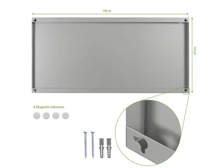 Banjado Magnettafel 78x37cm Magnetwand Silber Aus Metall Magnetpinnwand Pinnwand Inkl. 4 Magnete Motiv Waldtiere