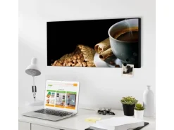 Banjado Magnettafel 78x37cm Magnetwand Schwarz Aus Metall Magnetpinnwand Pinnwand Inkl. 4 Magnete Motiv Hot Coffee