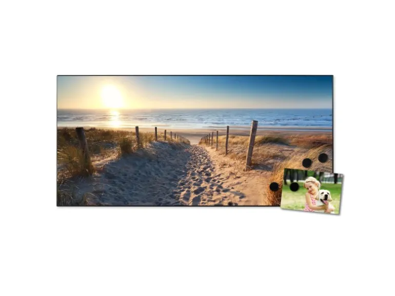 Banjado Magnettafel 78x37cm Magnetwand Schwarz Aus Metall Magnetpinnwand Pinnwand Inkl. 4 Magnete Motiv Nordseestrand