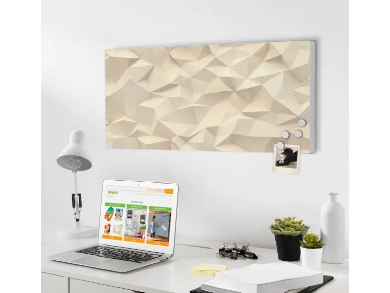 Banjado Magnettafel 78x37cm Magnetwand Weiß Aus Metall Magnetpinnwand Pinnwand Inkl. 4 Magnete Motiv Steinwand 2