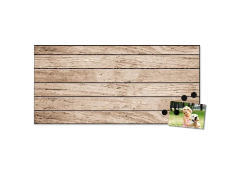Banjado Magnettafel 78x37cm Magnetwand Schwarz Aus Metall Magnetpinnwand Pinnwand Inkl. 4 Magnete Motiv Blasse Holzlatten