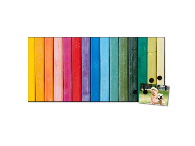 Banjado Magnettafel 78x37cm Magnetwand Schwarz Aus Metall Magnetpinnwand Pinnwand Inkl. 4 Magnete Motiv Regenbogenfarben