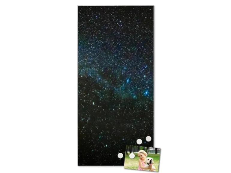 Banjado Magnettafel 37x78cm Magnetwand Silber Aus Metall Magnetpinnwand Pinnwand Inkl. 4 Magnete Motiv Nachthimmel