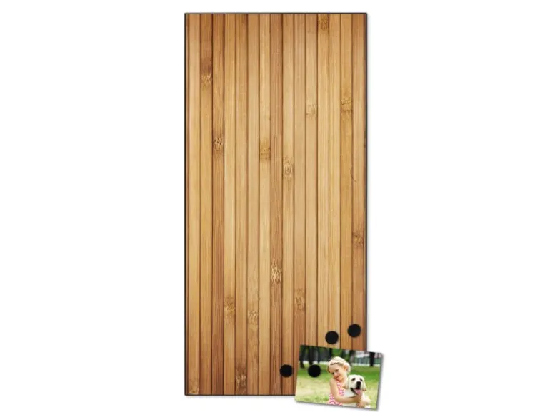 Banjado Magnettafel 37x78cm Magnetwand Schwarz Aus Metall Magnetpinnwand Pinnwand Inkl. 4 Magnete Motiv Bambusholz
