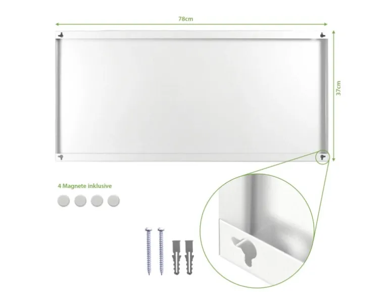 Banjado Magnettafel 78x37cm Magnetwand Weiß Aus Metall Magnetpinnwand Pinnwand Inkl. 4 Magnete Motiv Beige
