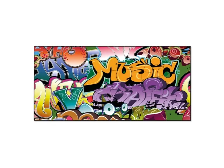 Banjado Magnettafel 78x37cm Magnetwand Schwarz Aus Metall Magnetpinnwand Pinnwand Inkl. 4 Magnete Motiv Graffiti