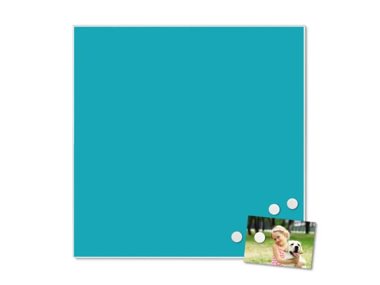 Banjado Magnettafel 50x50cm Magnetwand Weiß Aus Metall Magnetpinnwand Pinnwand Inkl. 4 Magnete Motiv Türkis