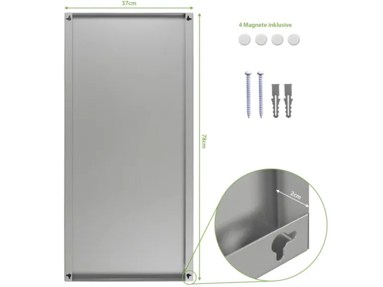 Banjado Magnettafel 37x78cm Magnetwand Silber Aus Metall Magnetpinnwand Pinnwand Inkl. 4 Magnete Motiv Alte Tapeten