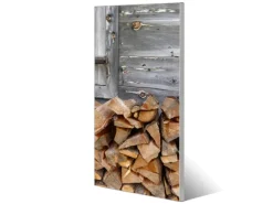Banjado Magnettafel 37x78cm Magnetwand Silber Aus Metall Magnetpinnwand Pinnwand Inkl. 4 Magnete Motiv Feuerholz